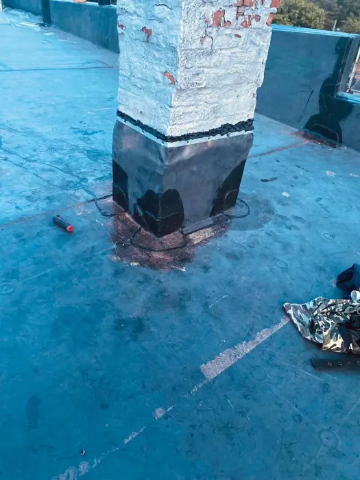 Water Damage and Leakage on a Rooftop Pillar